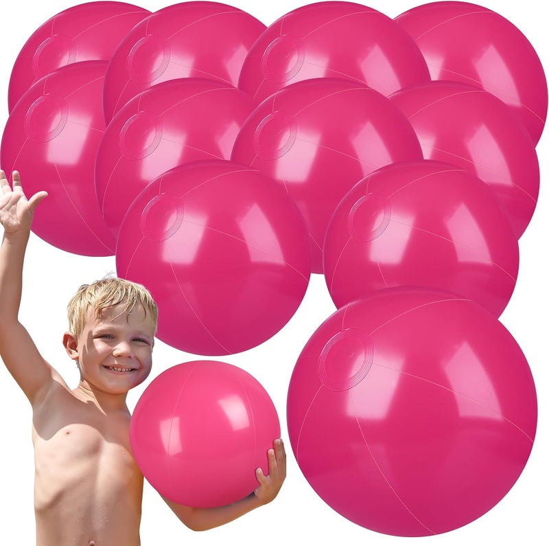 Raiten 12 Pcs Beach Ball Inflatable Beach Balls Large Inflatable Ball Floating Ball for Swimming Pool Party Favors Outdoor Activities Summer Birthday Party Supplies (Pink,12 Inch) - Image 1